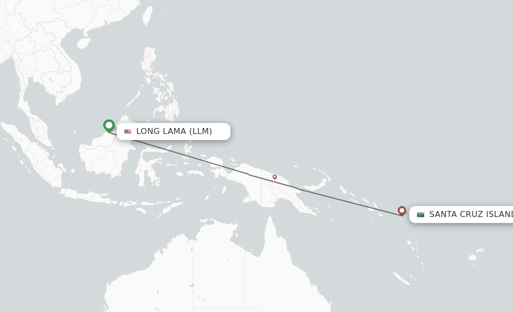 Flights from Lomlom to Santa Cruz Island route map