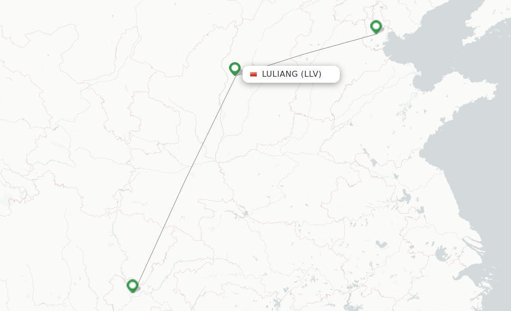 Route map with flights from Luliang with Gestair