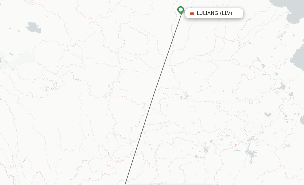 Flights from Luliang to Guiyang route map