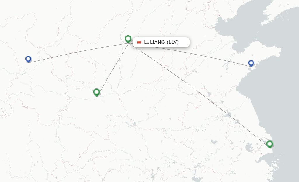 Route map with flights from Luliang with China Eastern