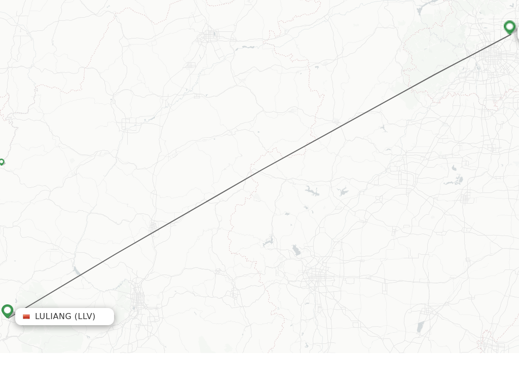 Flights from Luliang to Beijing route map