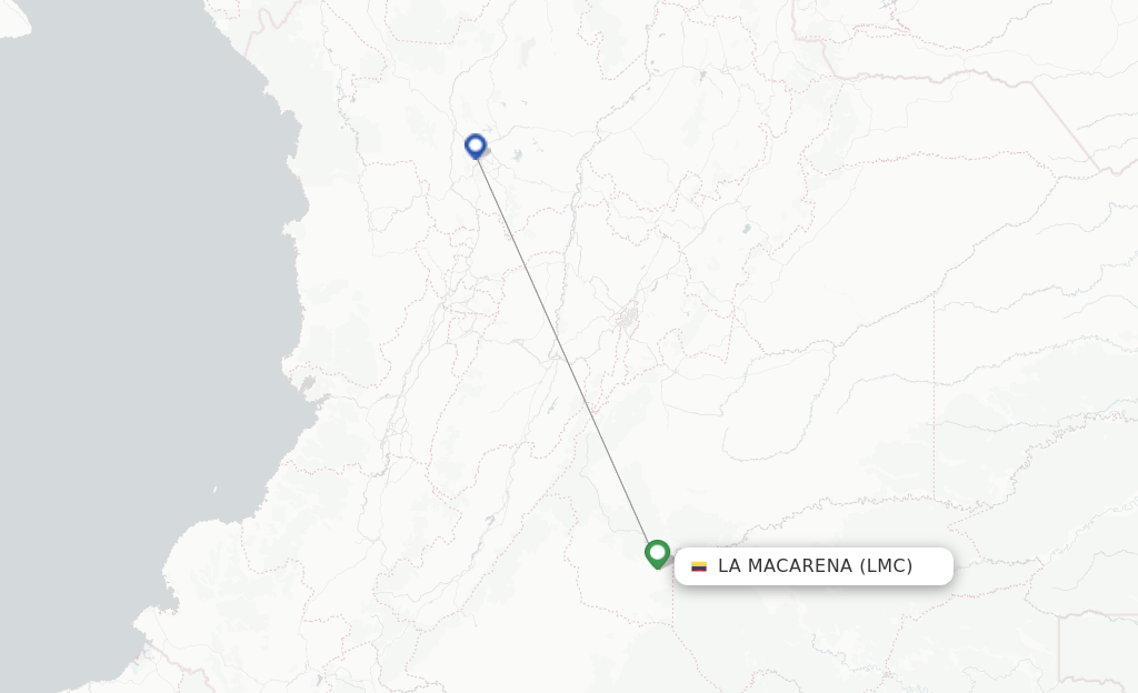 Route map with flights from La Macarena with EasyFly