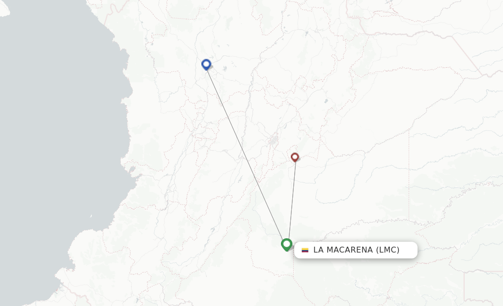 Flights from La Macarena to Bogota route map