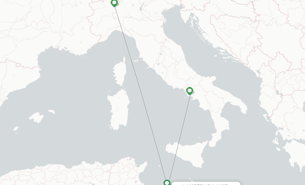Route map with flights from Lampedusa with easyJet