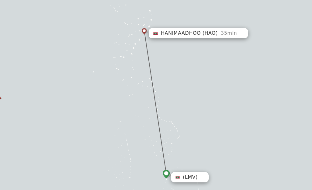 Flights from Hanimaadhoo to Naifaru route map