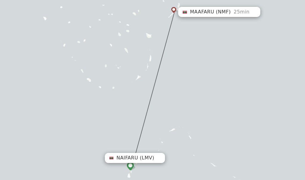 Flights from Naifaru to Maafaru route map