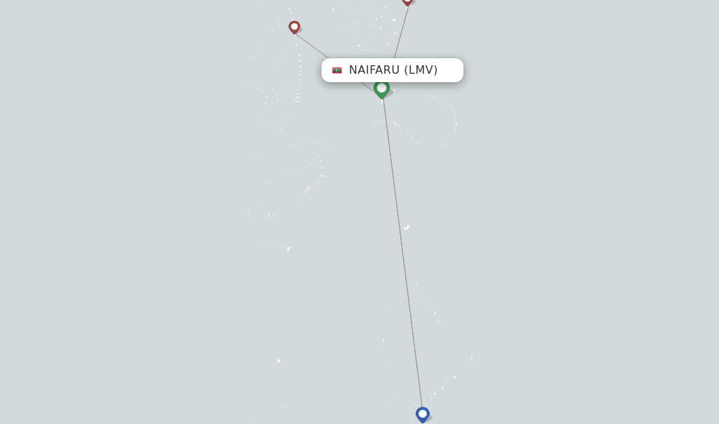 Route map with flights from Naifaru with Maldivian