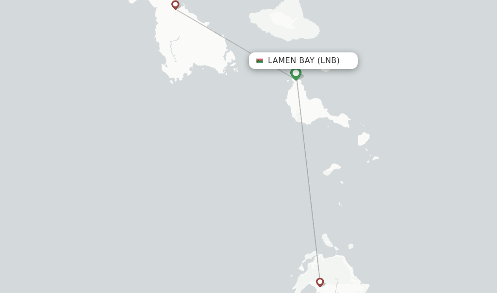 Route map with flights from Lamen Bay with Air Vanuatu