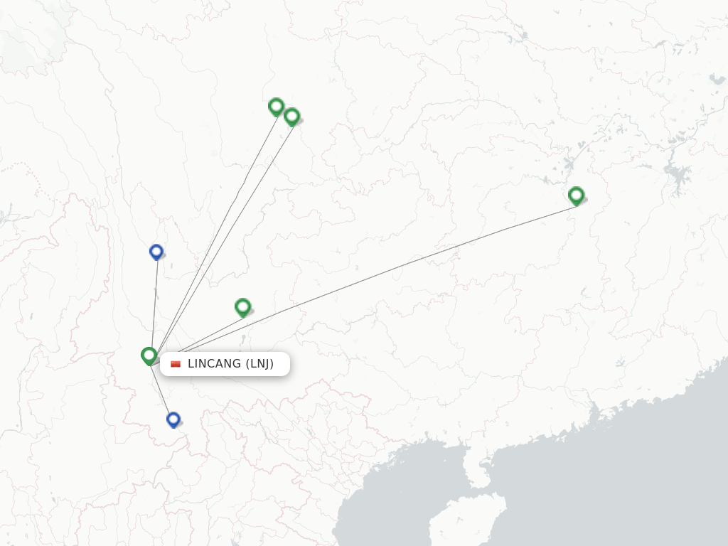 Flights from Lincang to Mangshi route map
