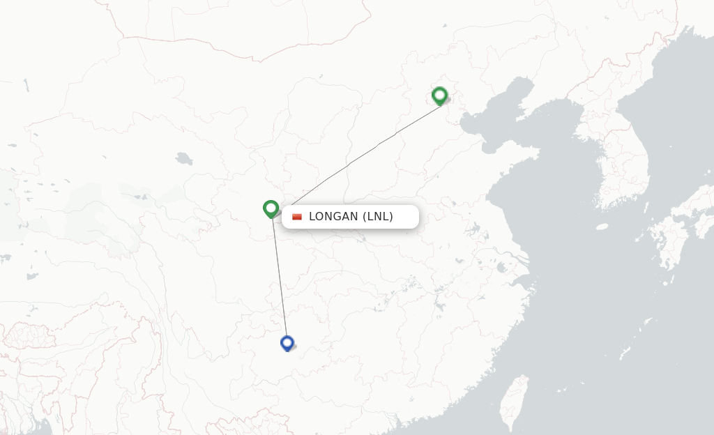 Route map with flights from Longan with Hebei Airlines