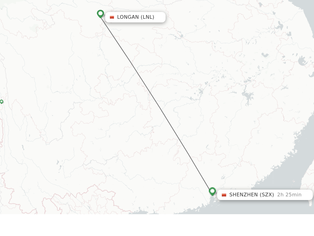 Flights from Longan to Shenzhen route map