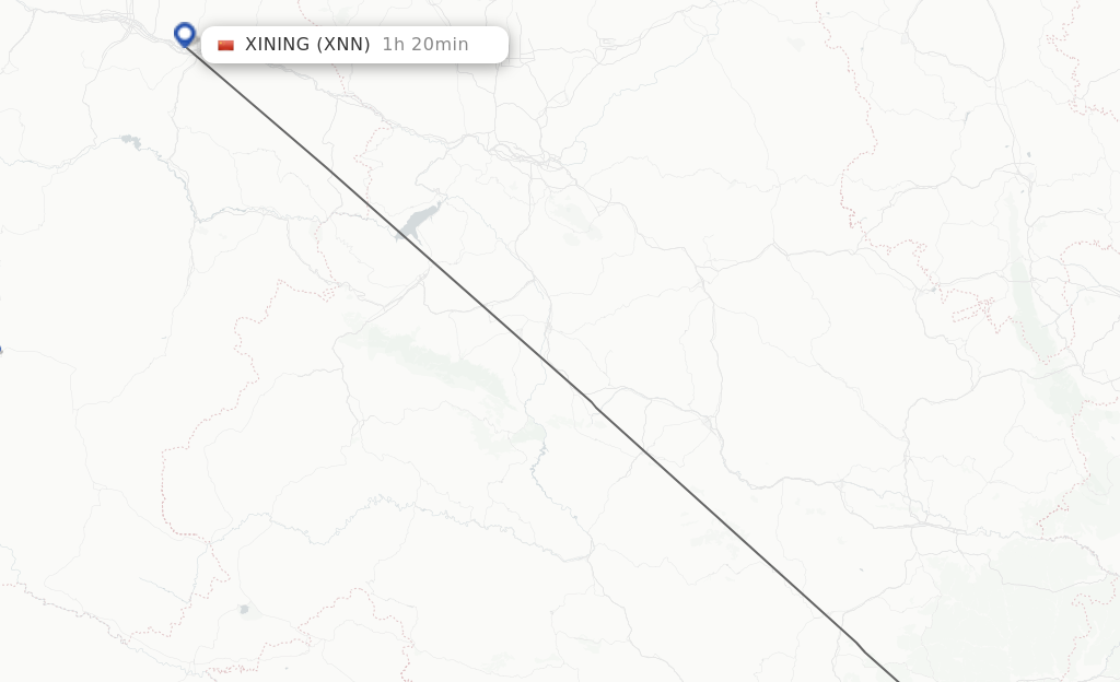 Flights from Longan to Xining route map