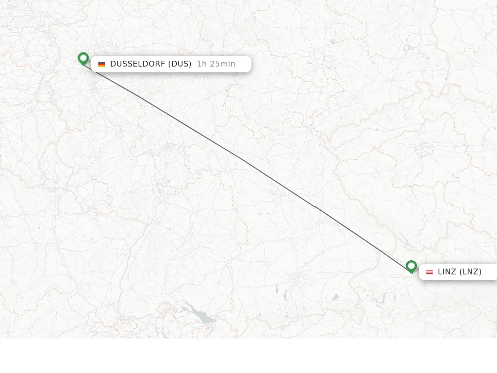 Flights from Linz to Dusseldorf route map