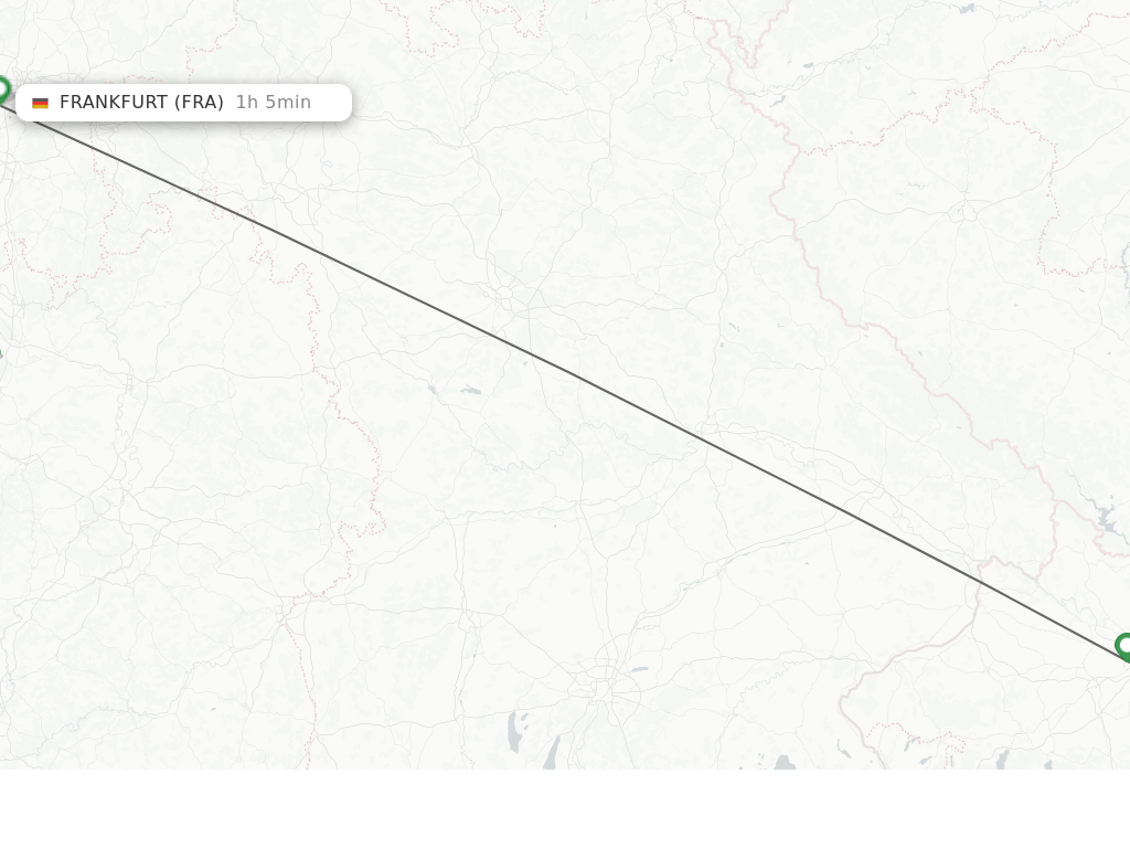 Flights from Linz to Frankfurt route map