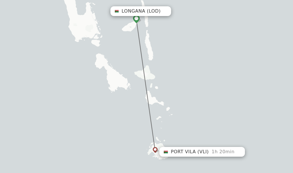 Flights from Longana to Port Vila route map