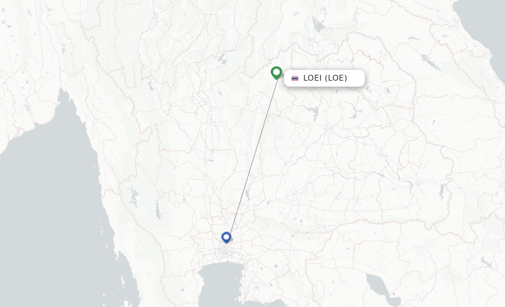 Route map with flights from Loei with Thai AirAsia