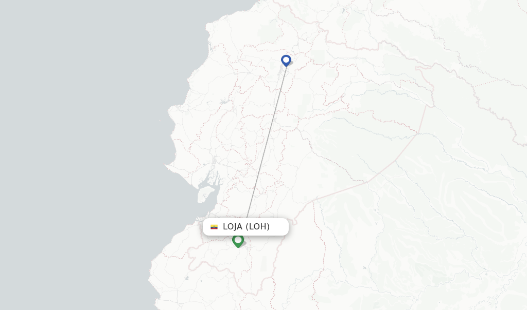 Flights from Loja to Guayaquil route map