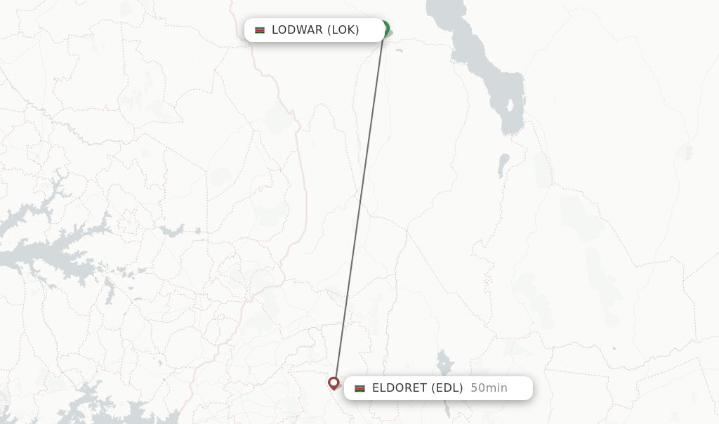 Flights from Lodwar to Eldoret route map