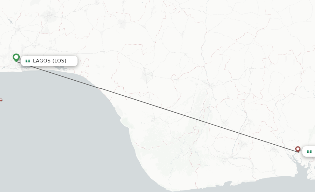 Flights from Lagos to Calabar route map