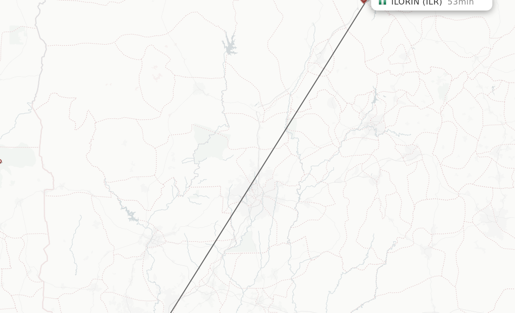 Flights from Lagos to Ilorin route map