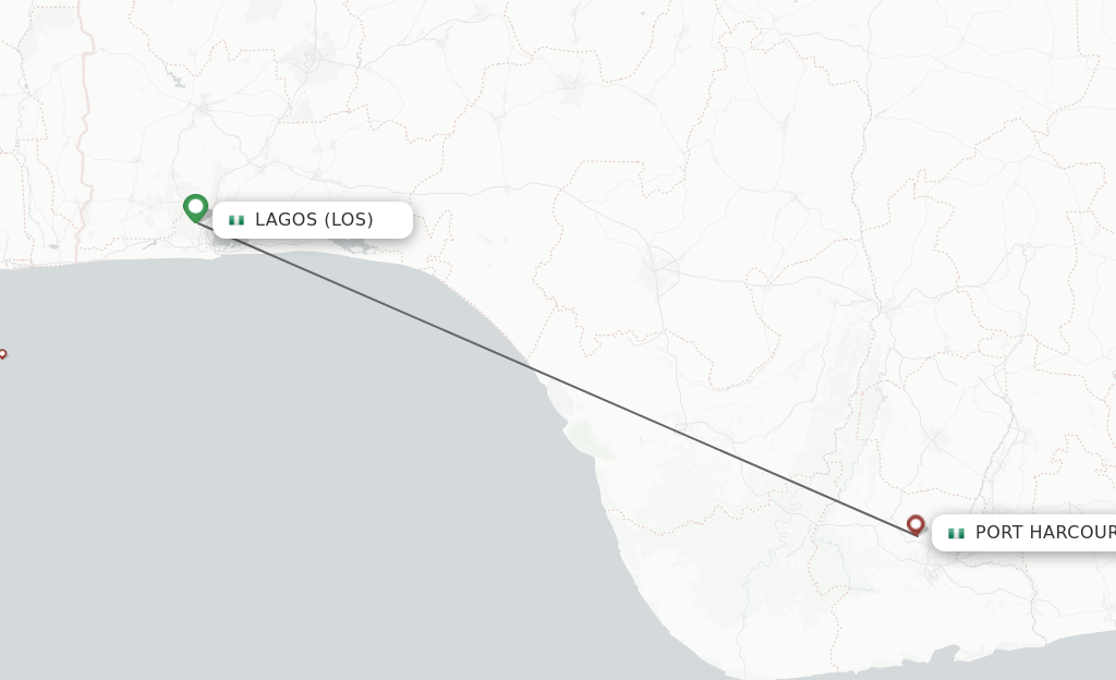 Flights from Lagos to Port Harcourt route map