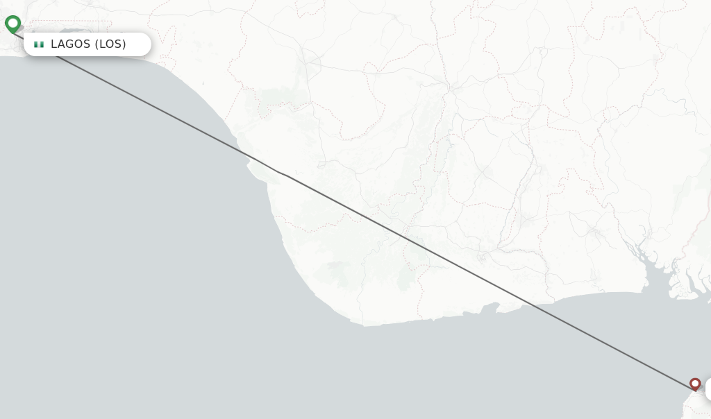 Flights from Lagos to Malabo route map