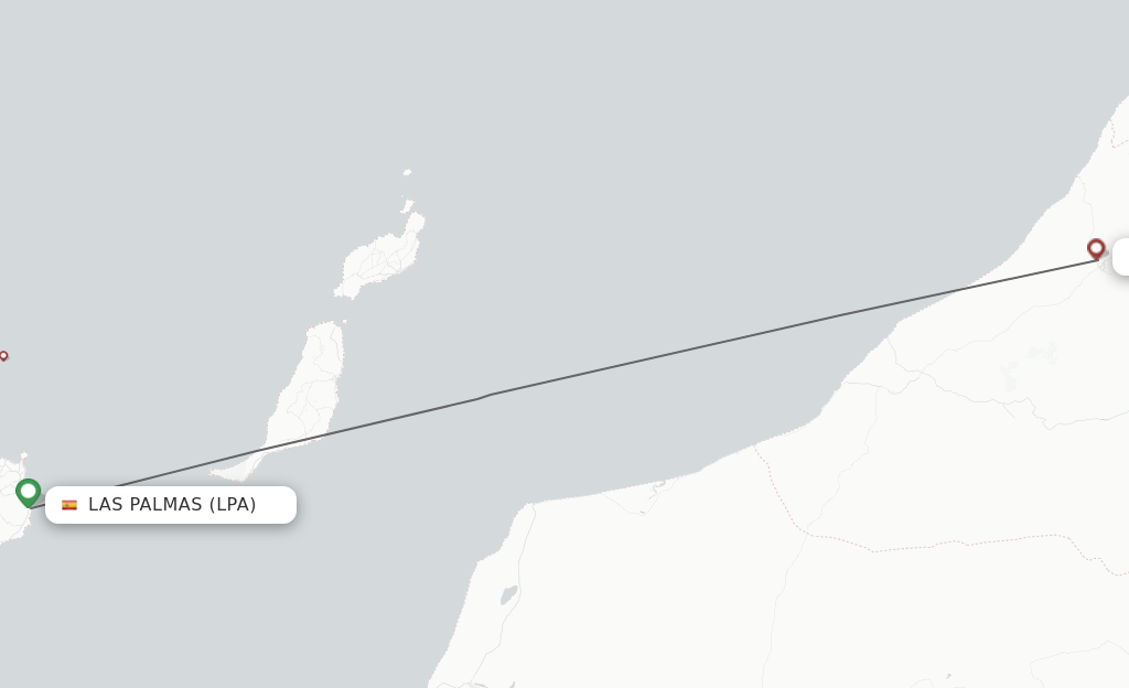 Flights from Las Palmas to Goulimime route map
