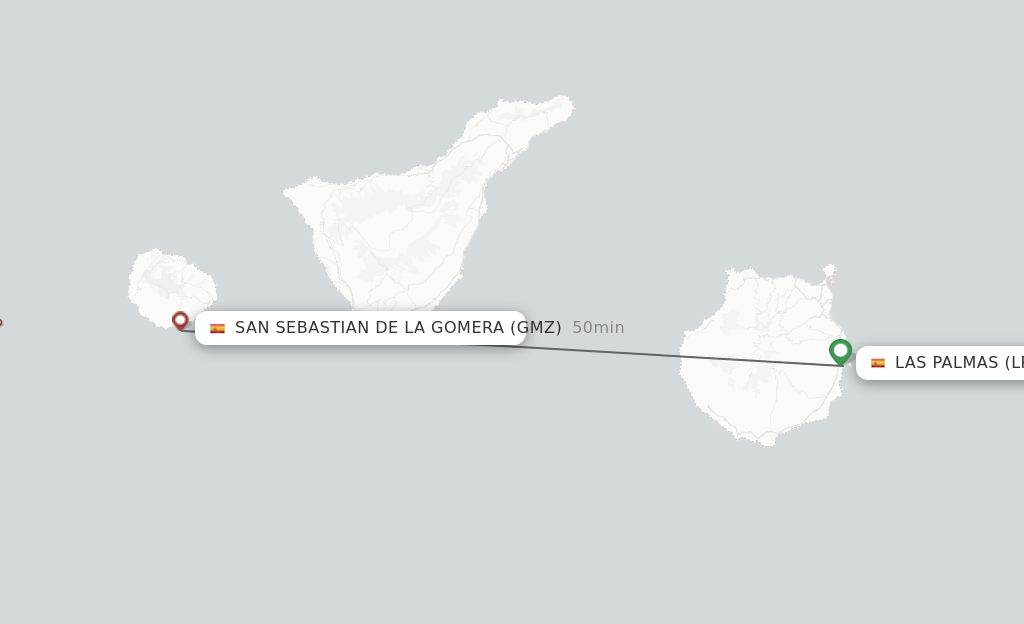 Flights from Las Palmas to San Sebastian de la Gomera route map