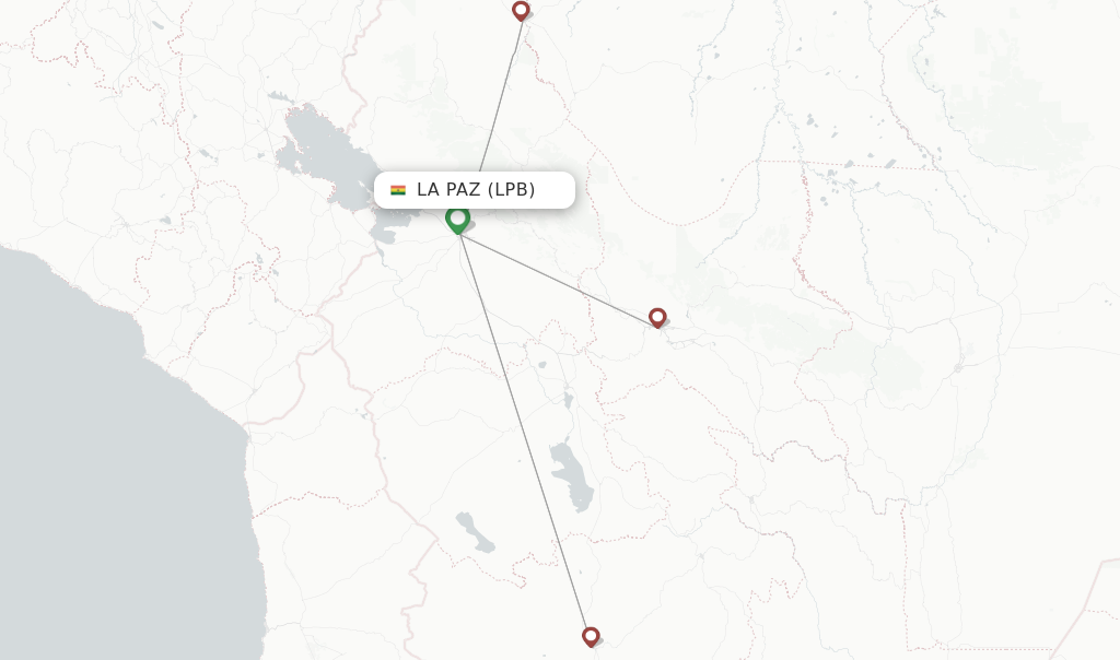 Route map with flights from La Paz with EcoJet