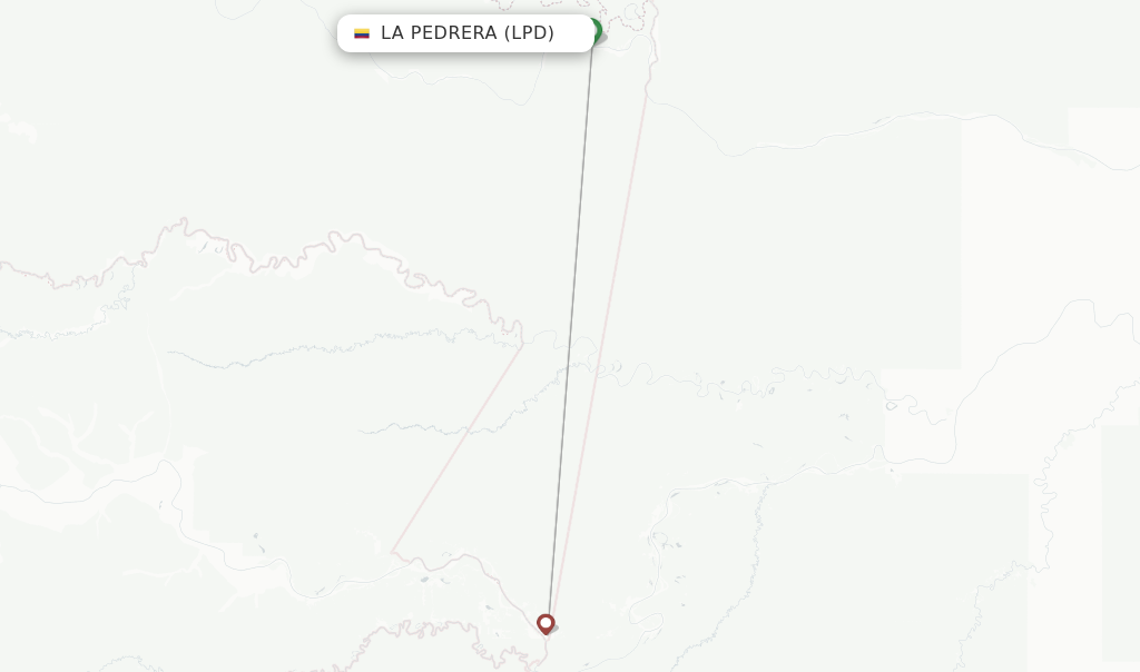 Route map with flights from La Pedrera with SATENA