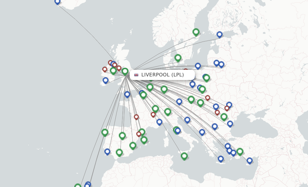 Flights from Liverpool to Vienna route map