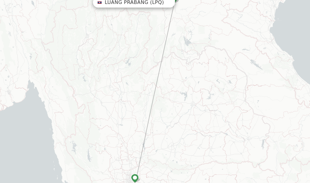Route map with flights from Luang Prabang with Bangkok Airways