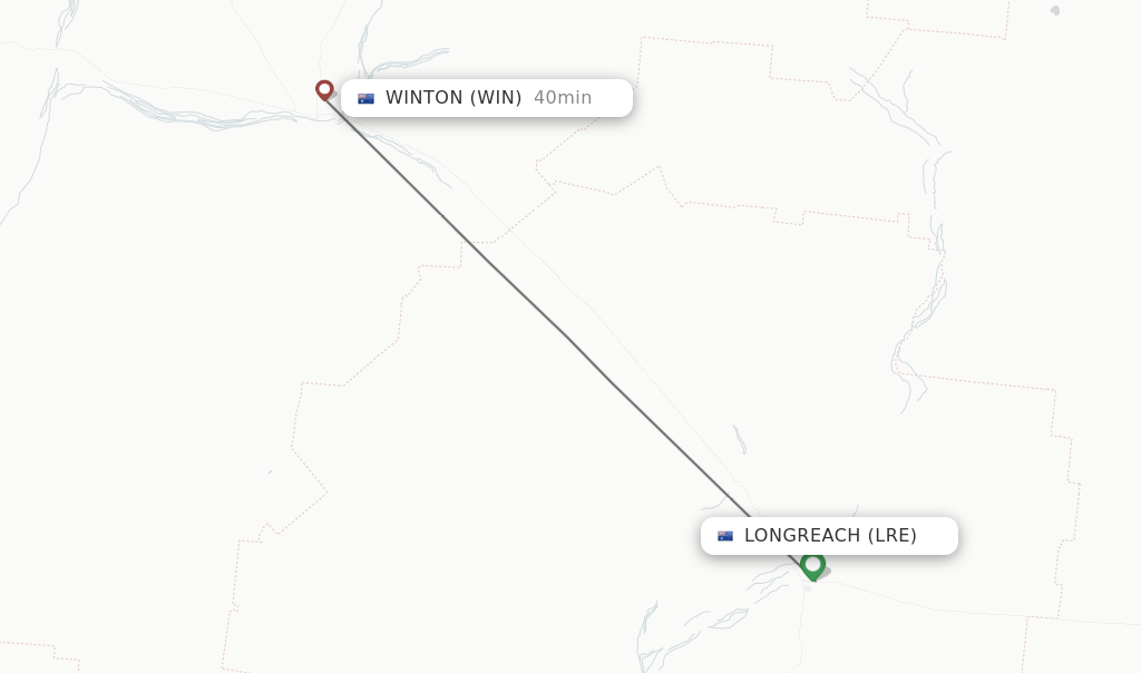 Flights from Longreach to Winton route map