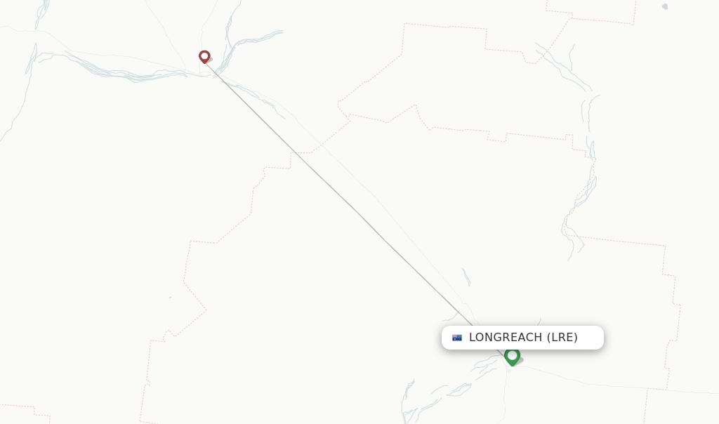 Route map with flights from Longreach with Rex