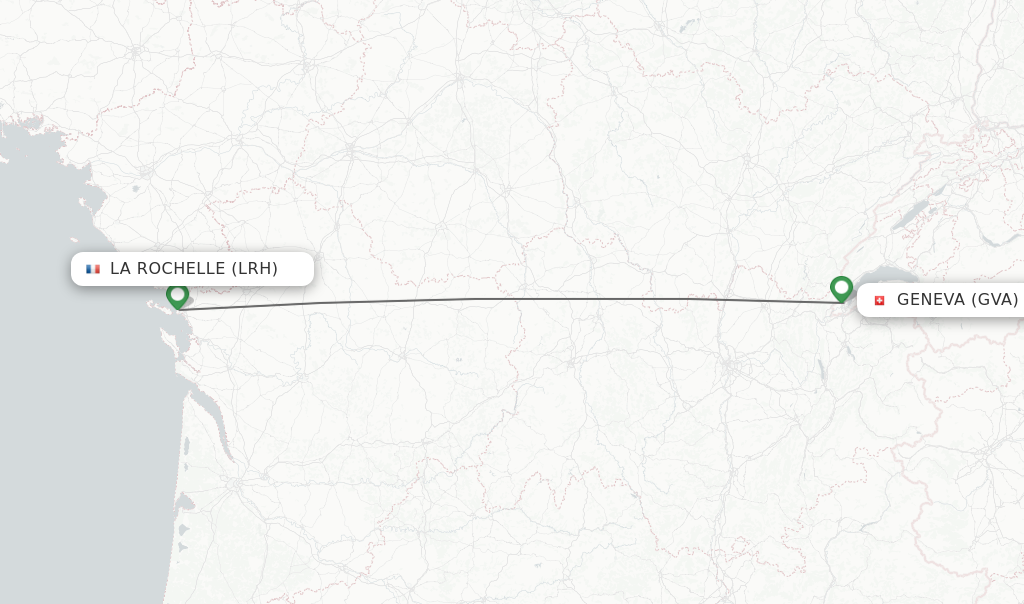 Flights from La Rochelle to Geneva route map