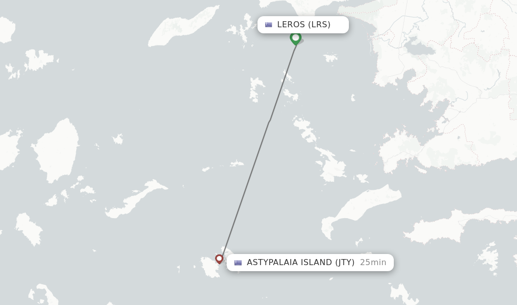 Flights from Leros to Astypalaia Island route map