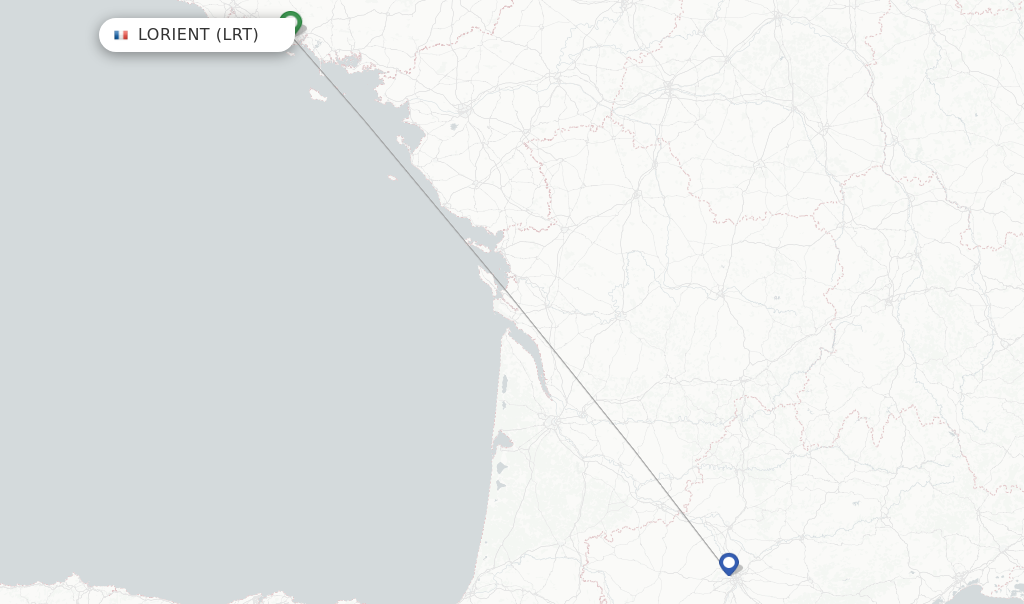 Route map with flights from Lorient with APG Airlines