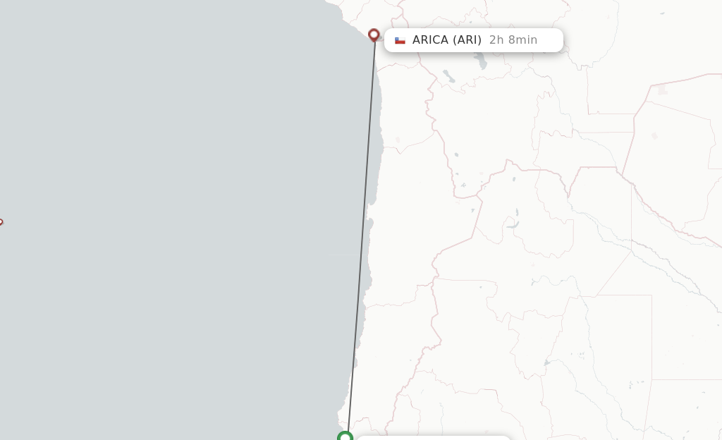 Flights from La Serena to Arica route map