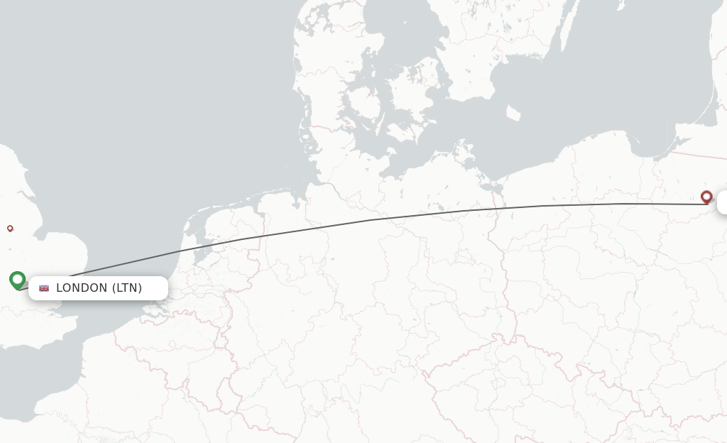 Flights from London to Szymany route map