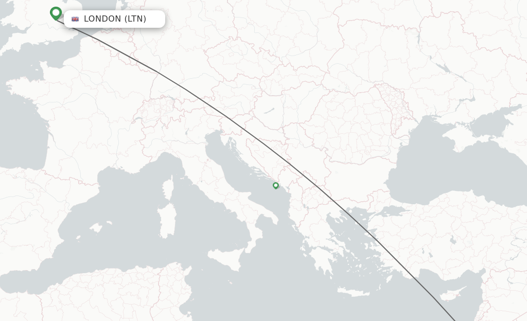 Flights from London to Tel Aviv route map