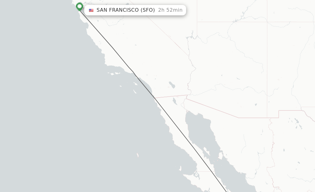 Flights from Loreto to San Francisco route map