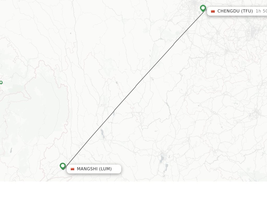 Flights from Mangshi to Chengdu route map