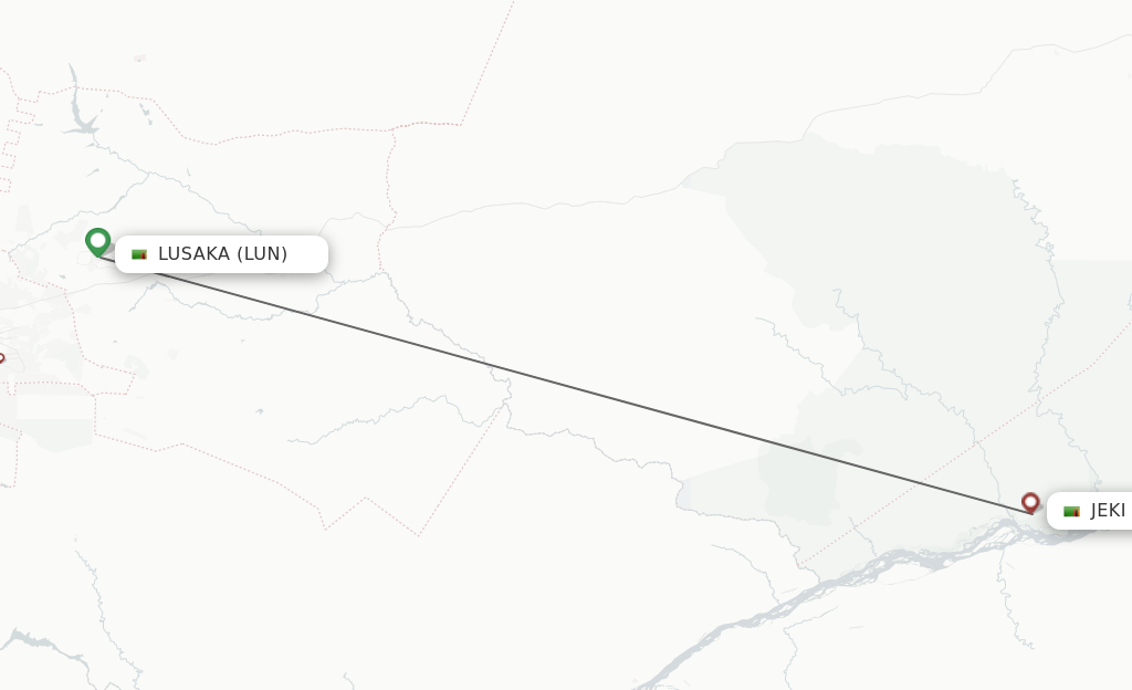 Flights from Lusaka to Jeki route map