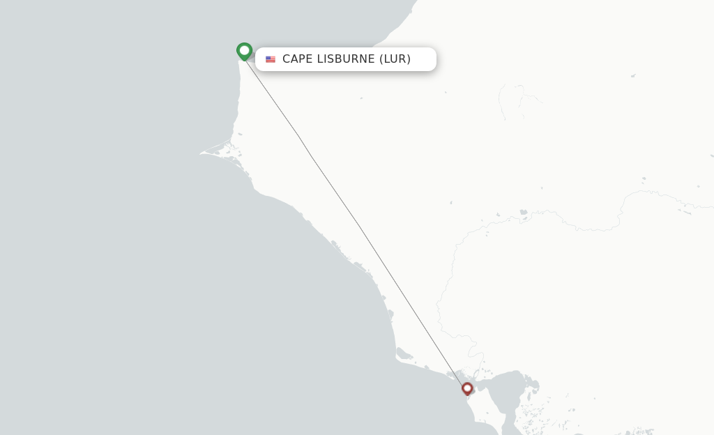 Route map with flights from Cape Lisburne with Easy Fly Express