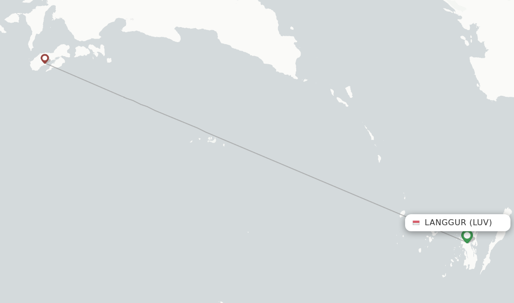 Flights from Langgur to Tembagapura route map