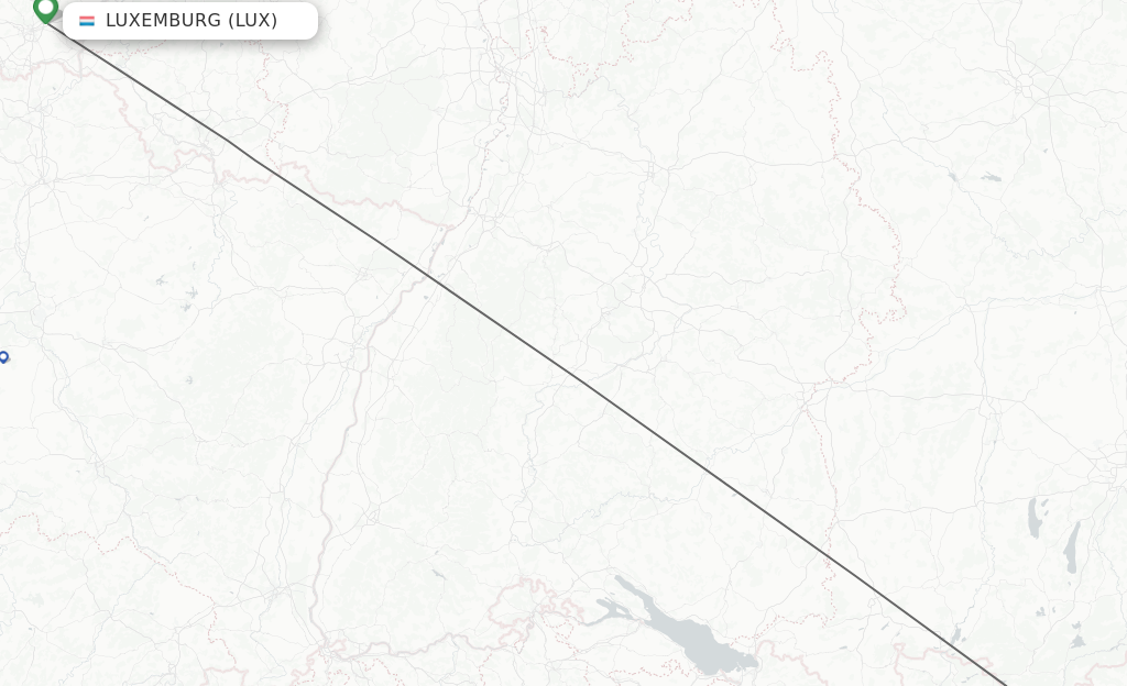 Flights from Luxembourg to Innsbruck route map