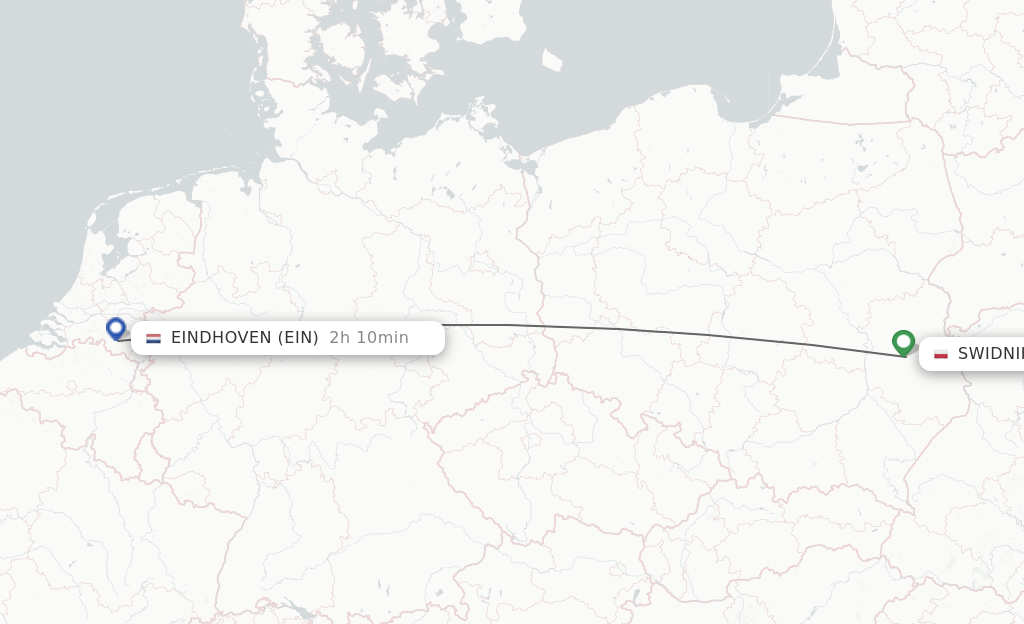 Flights from Swidnik to Eindhoven route map