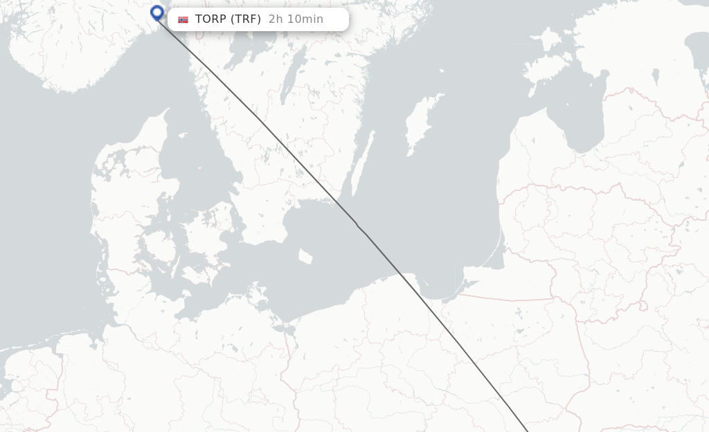 Flights from Swidnik to Sandefjord route map