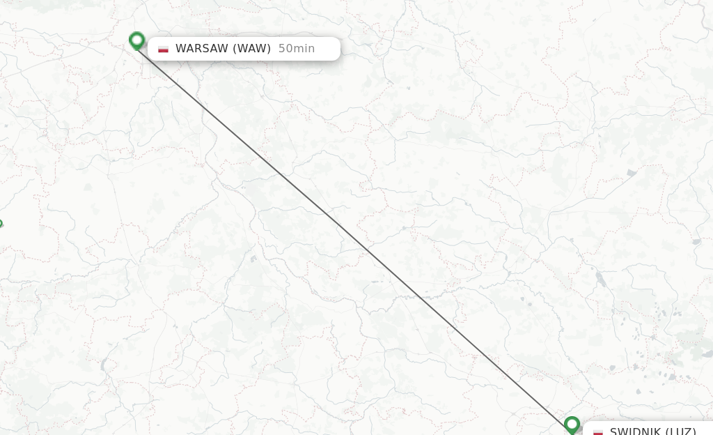 Flights from Swidnik to Warsaw route map