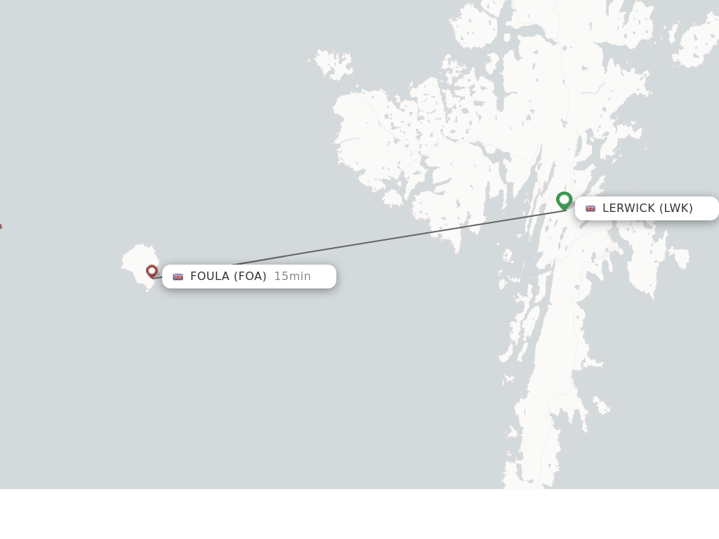 Flights from Lerwick to Foula route map